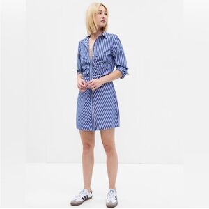 Gap Striped Ruched Shirtdress Size M